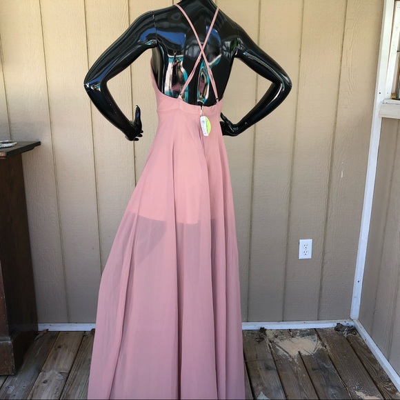 Windsor Taupe Sheer Backless Maxi Dress - Picture 2 of 8